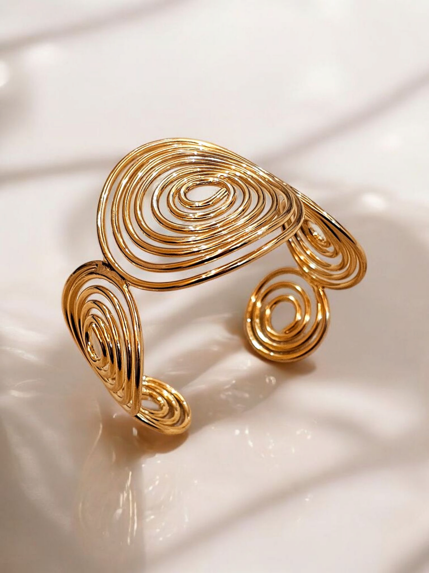 Golden Spiral Open Cuff Bracelet