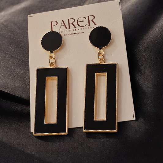 Black & Gold Geometric Drop Earrings