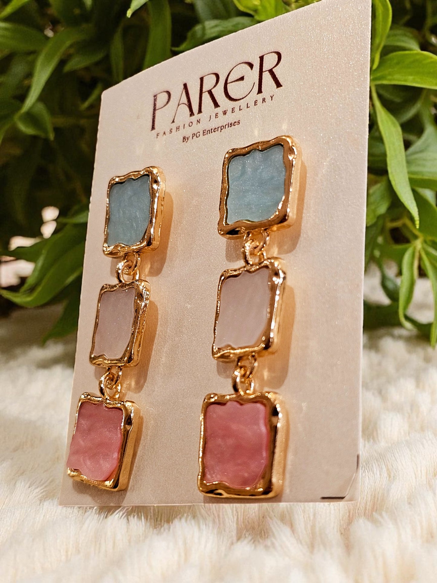 Dual-Tone Geometric Drop Earrings