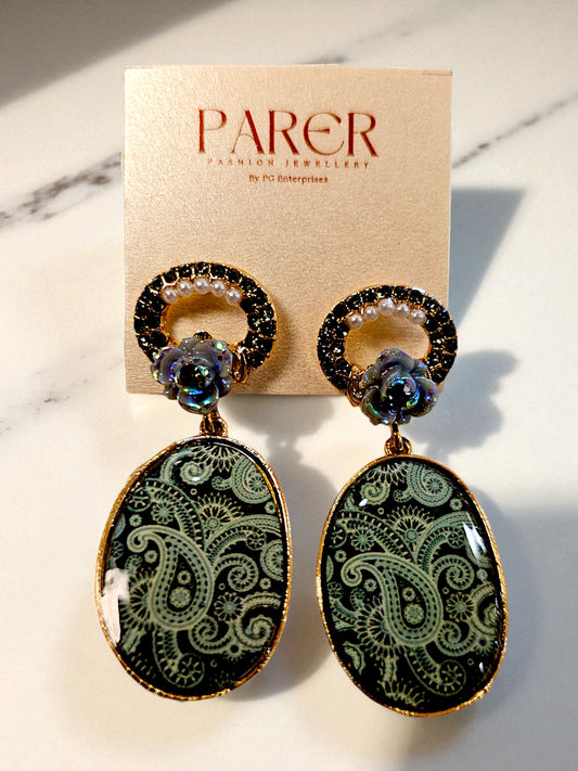 Boho Mandala Statement Earrings – Colourful Enamel with Floral Accents