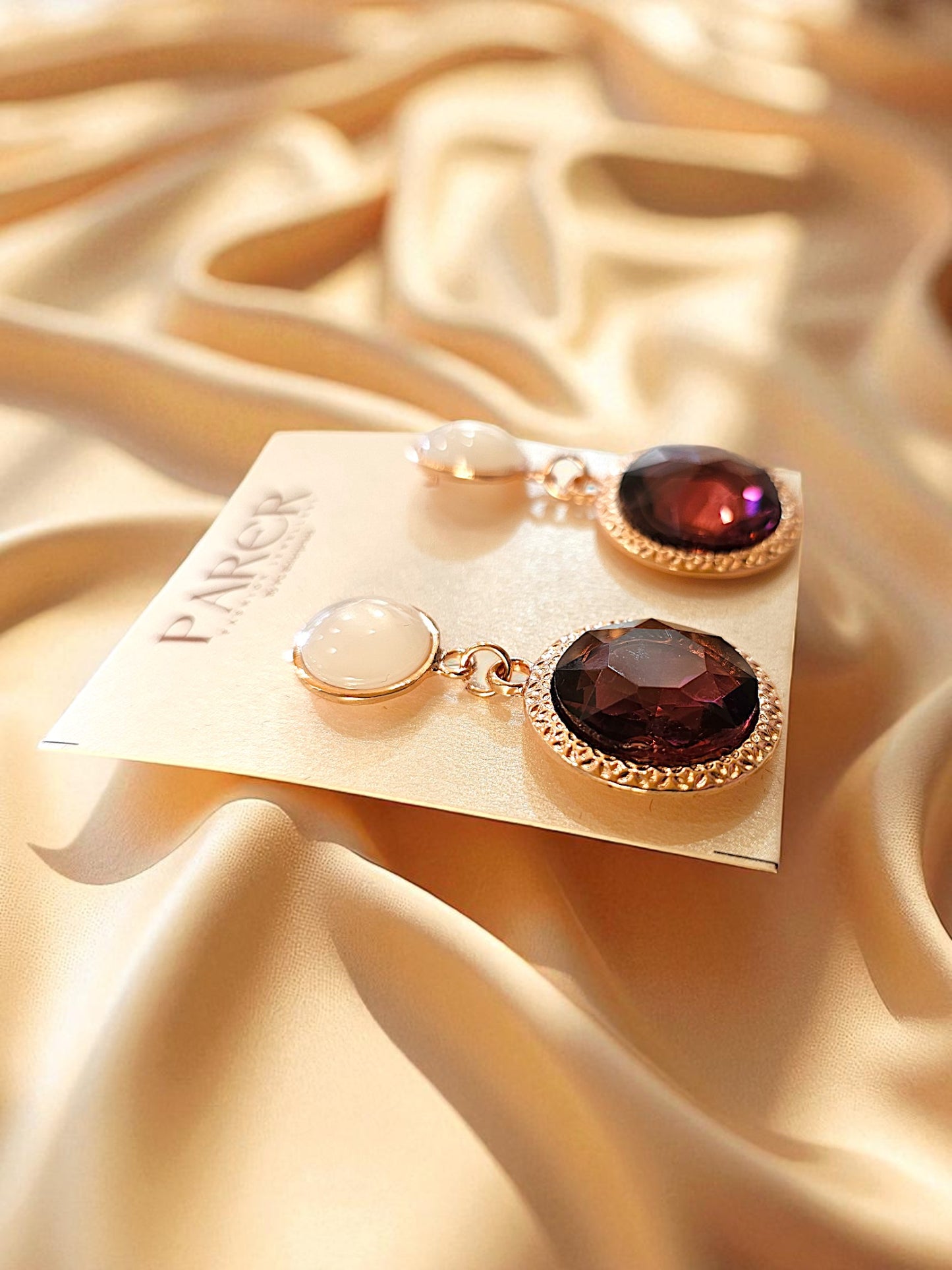 Dual Charm Ruby-White Drop Earrings