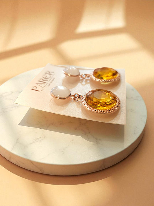 Golden Glow Dual-Tone Drop Earrings