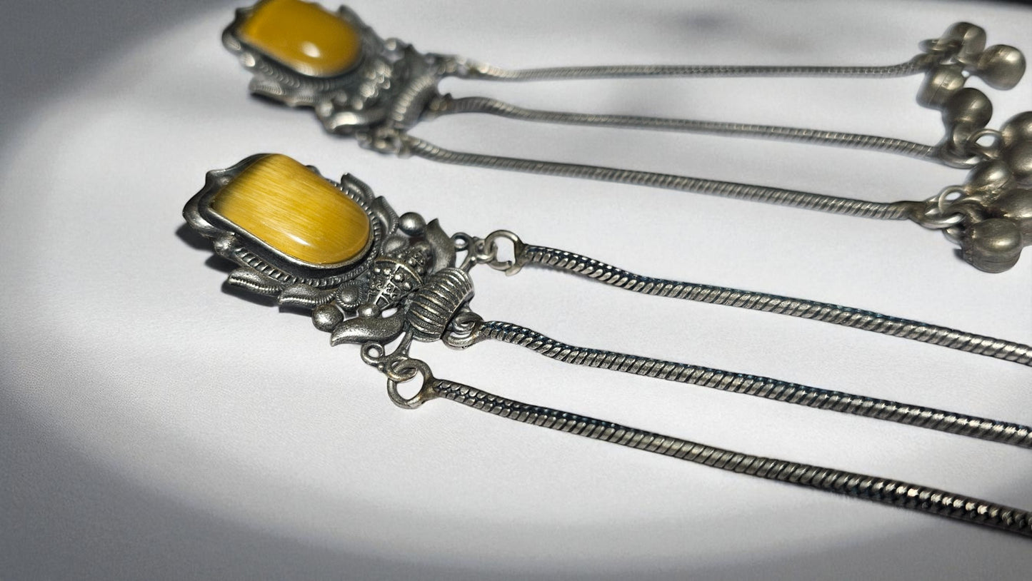 Heritage Mustard Stone Tribal Long Earrings