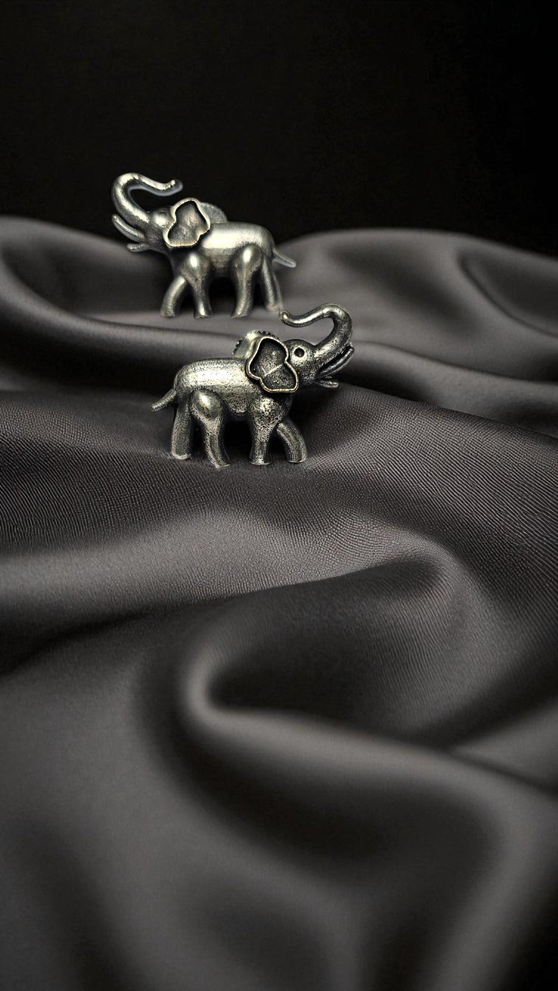 Tribal Elephant Oxidised Stud Earrings