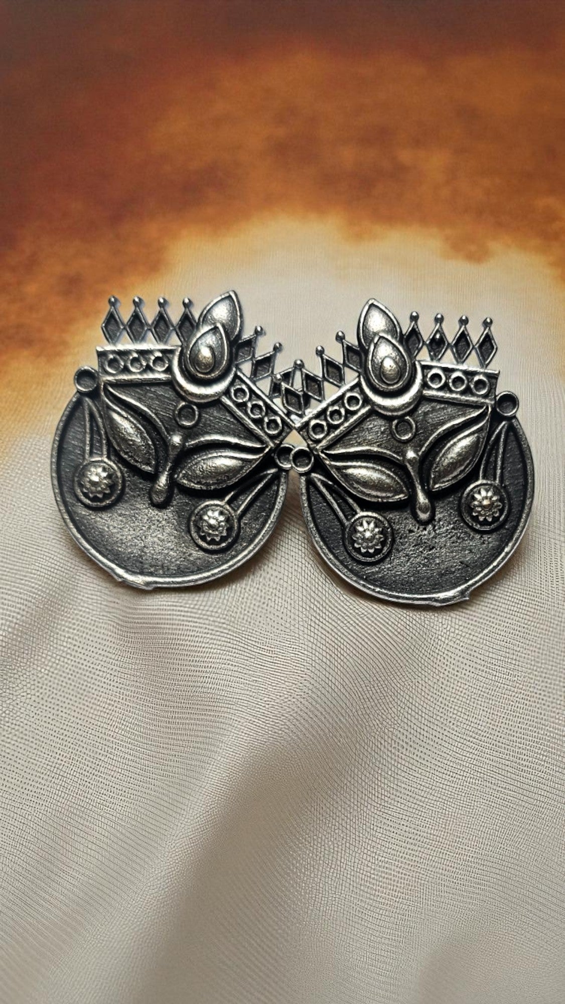 Divine Durga Oxidised Stud Earrings