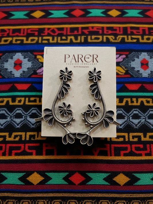 Blooming Vines Oxidised Floral Ear Cuff