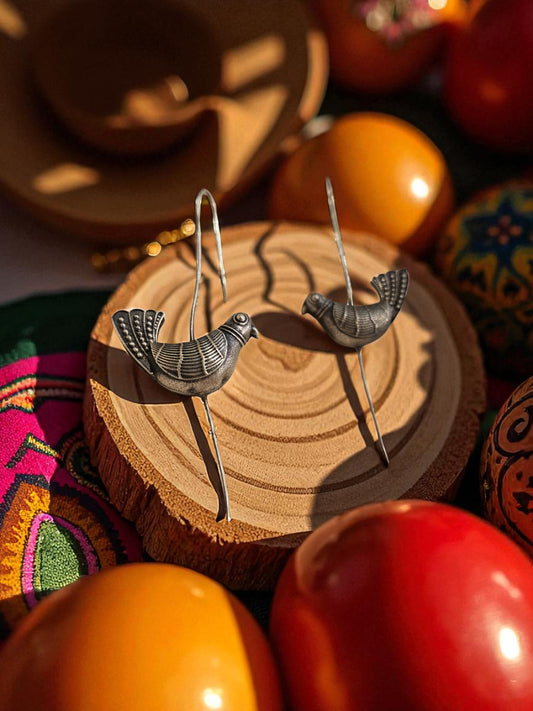 Sparrow Song Oxidised Hook Earrings (Bugati)