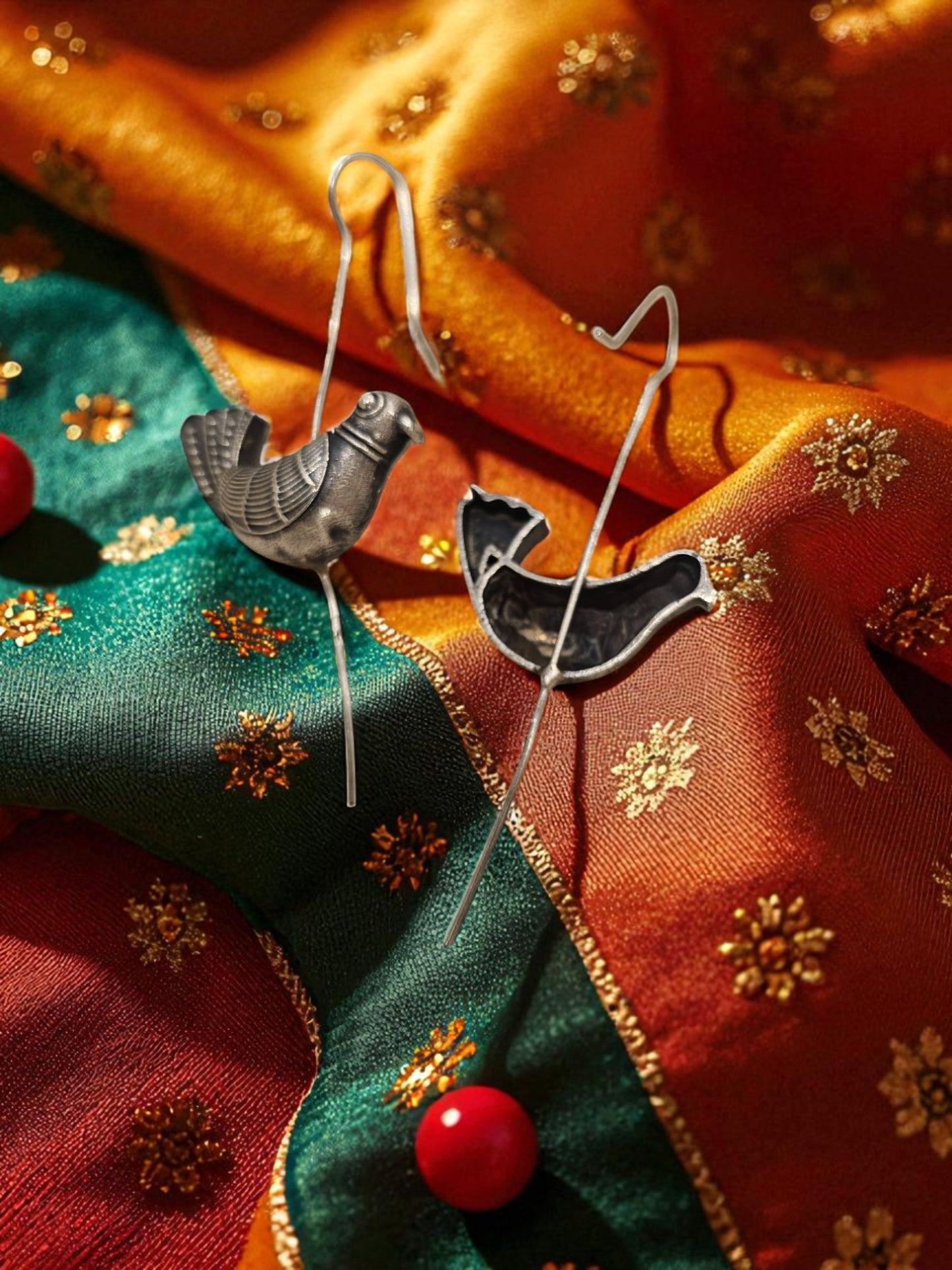Sparrow Song Oxidised Hook Earrings (Bugati)