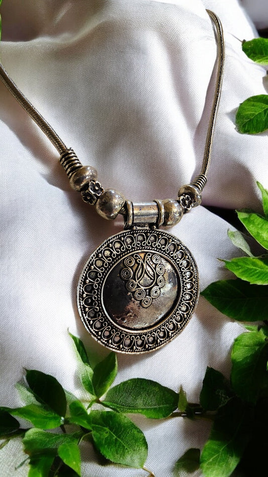 Mandala Charm Oxidised Necklace