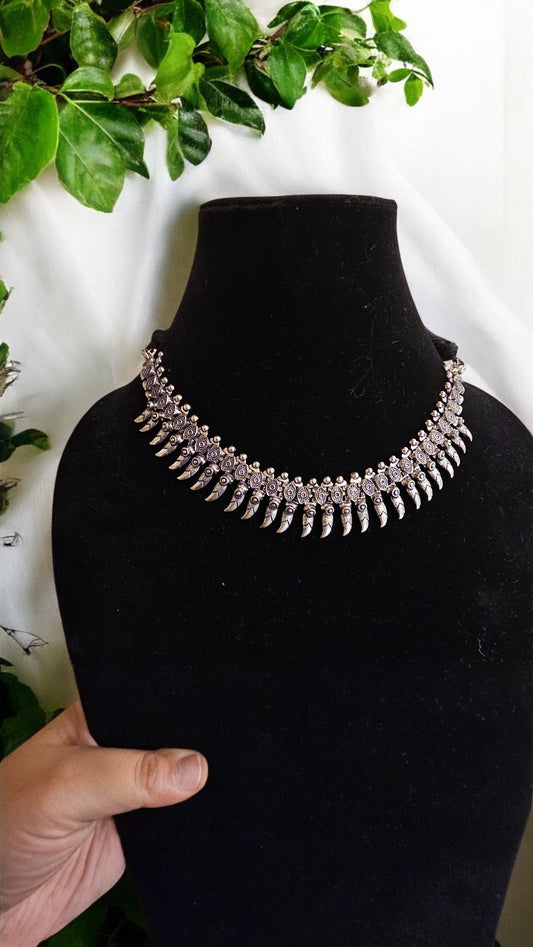 Tribal Charm Oxidised Choker Necklace