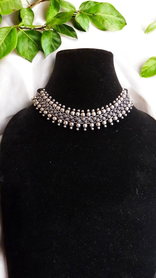 Tribal Charm Oxidised Choker Necklace