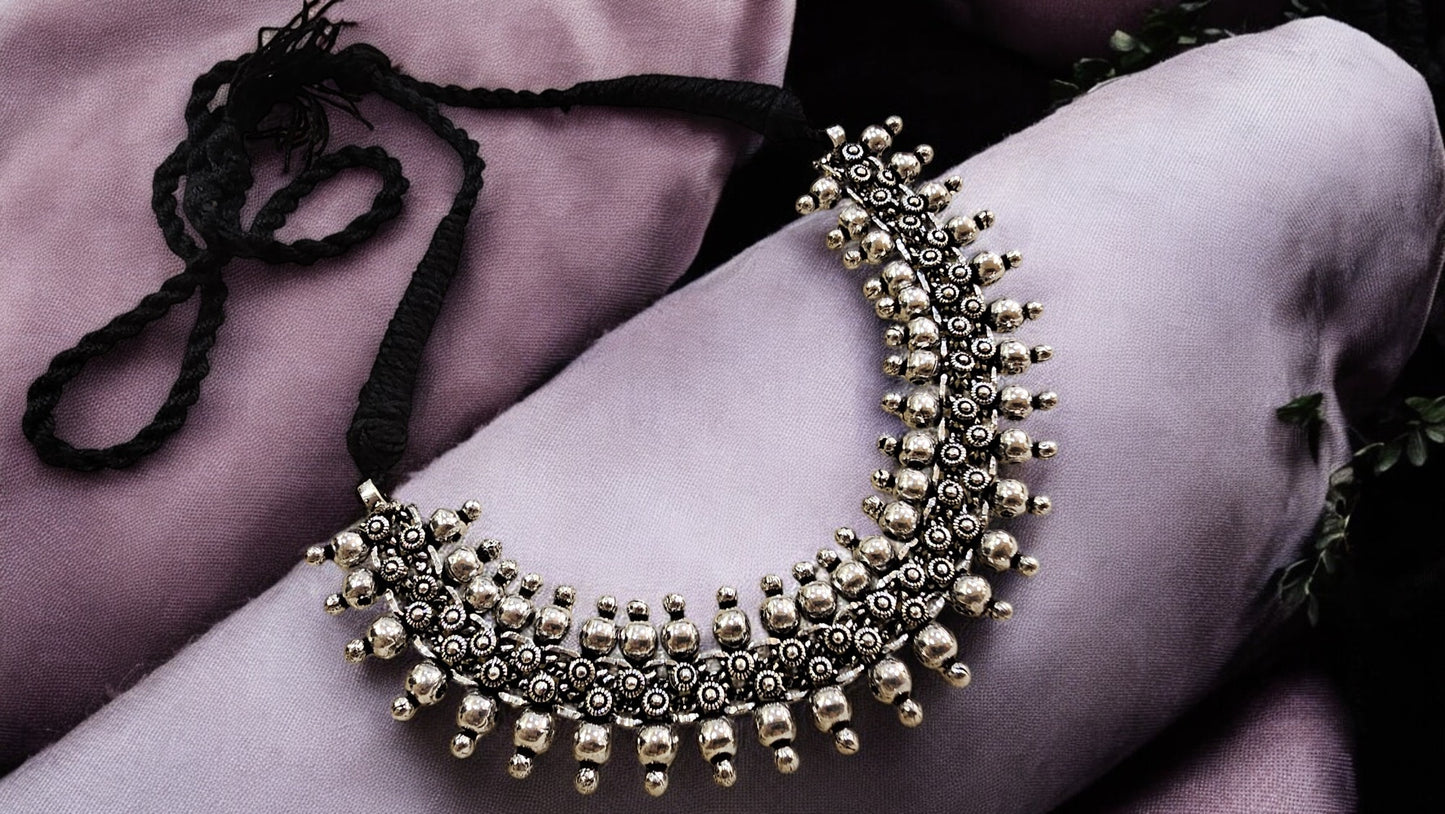 Tribal Charm Oxidised Choker Necklace