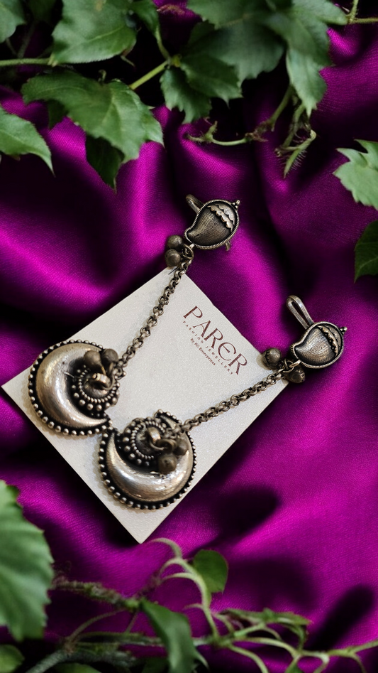 Vintage Crescent Oxidised Earrings