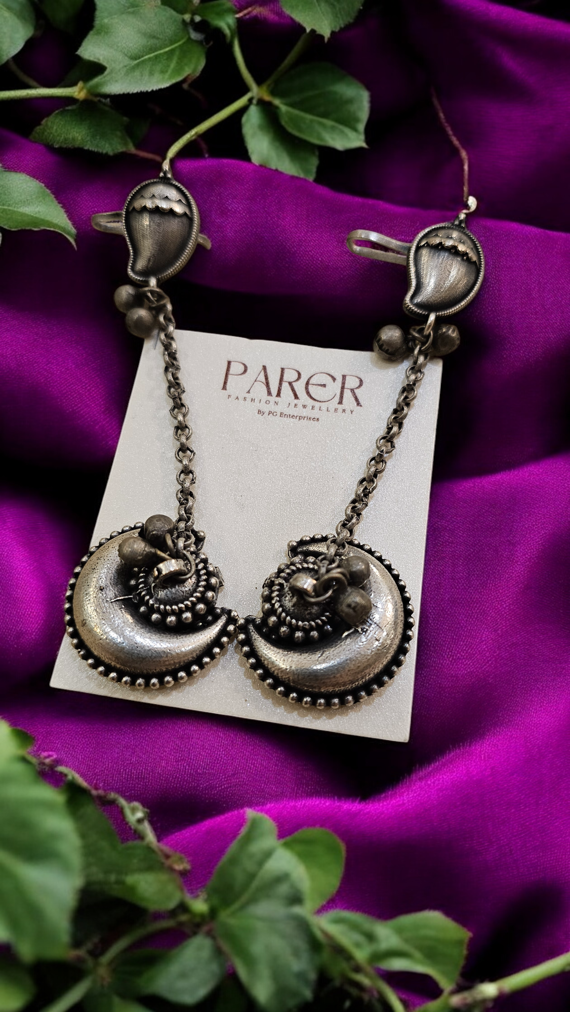 Vintage Crescent Oxidised Earrings