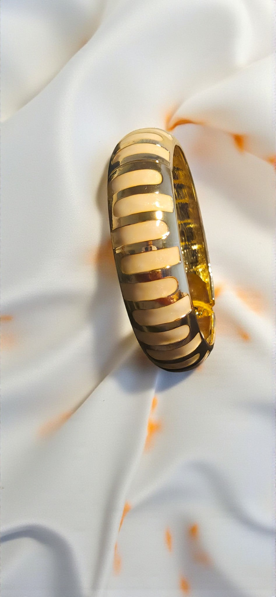 Ivory Stripe Enamel Bangle