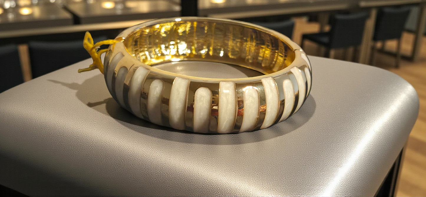 Golden Ivory Wide Stripe Bangle