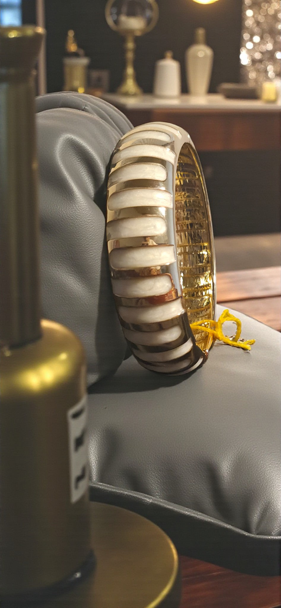 Golden Ivory Wide Stripe Bangle