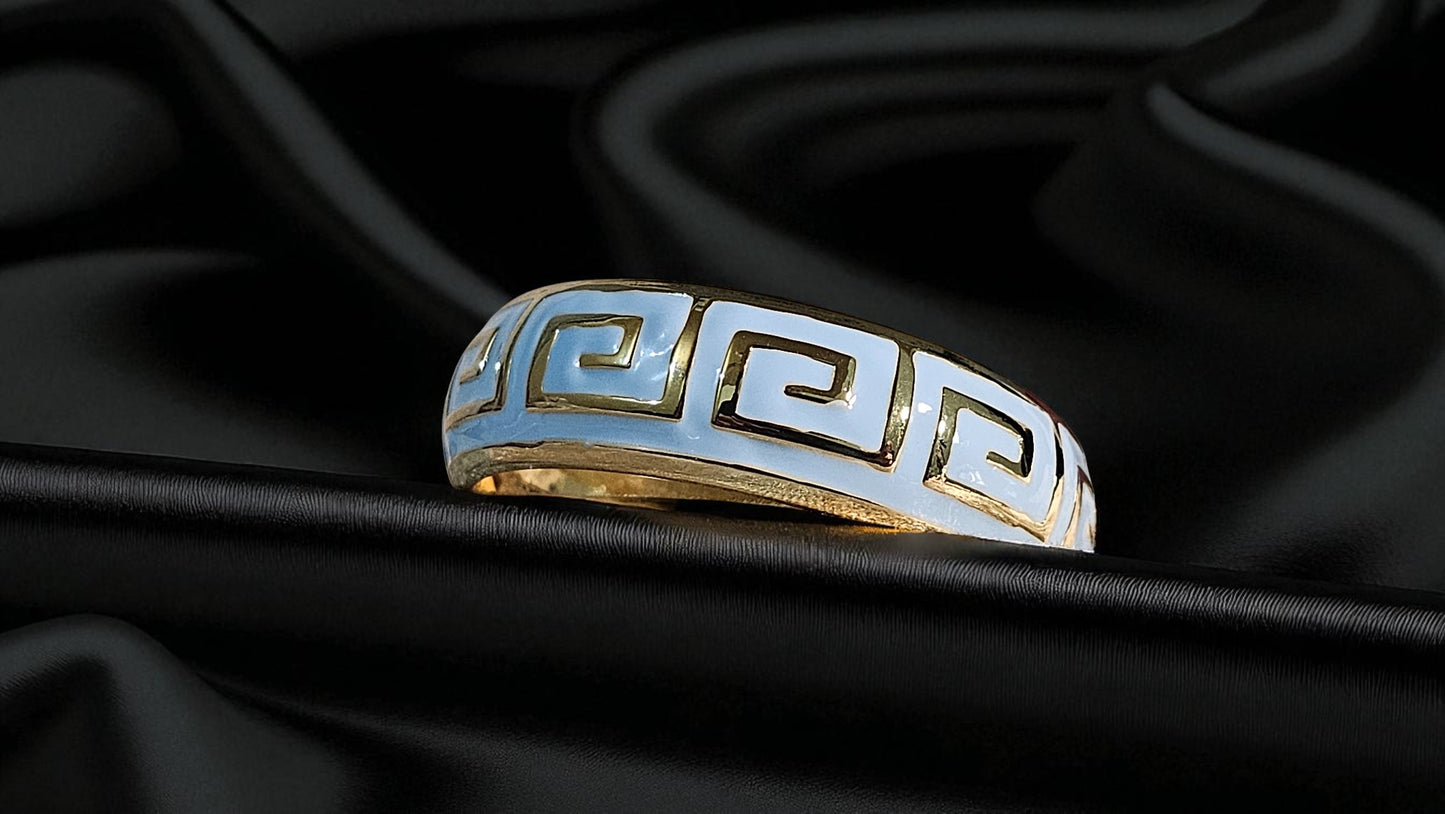 Azure Greek Key Enamel Bangle