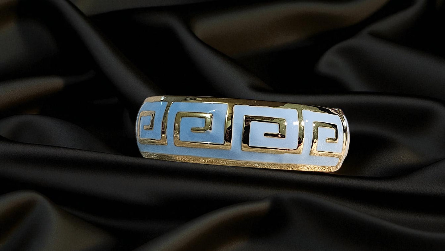 Azure Greek Key Enamel Bangle