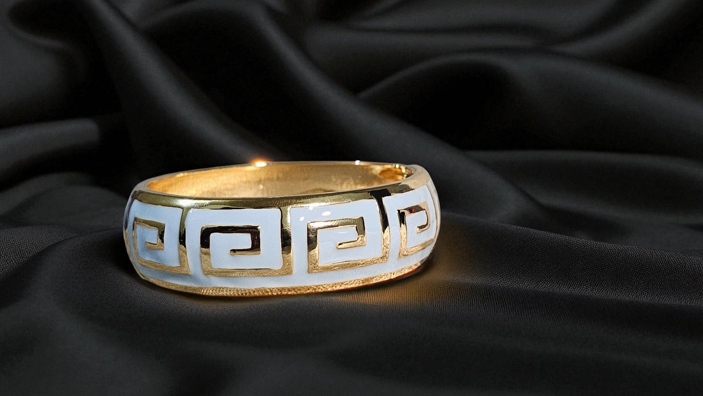 Azure Greek Key Enamel Bangle