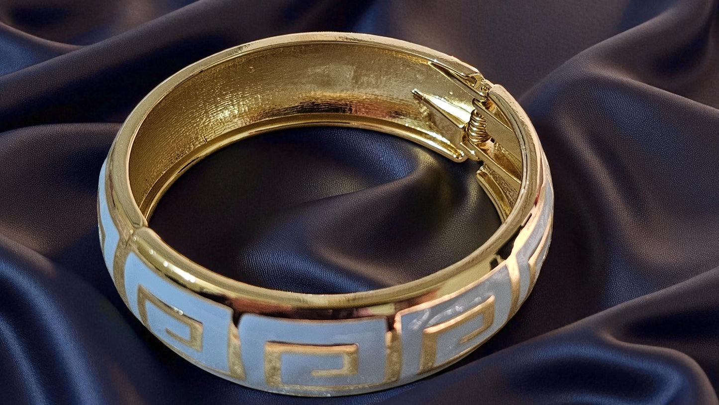 Azure Greek Key Enamel Bangle