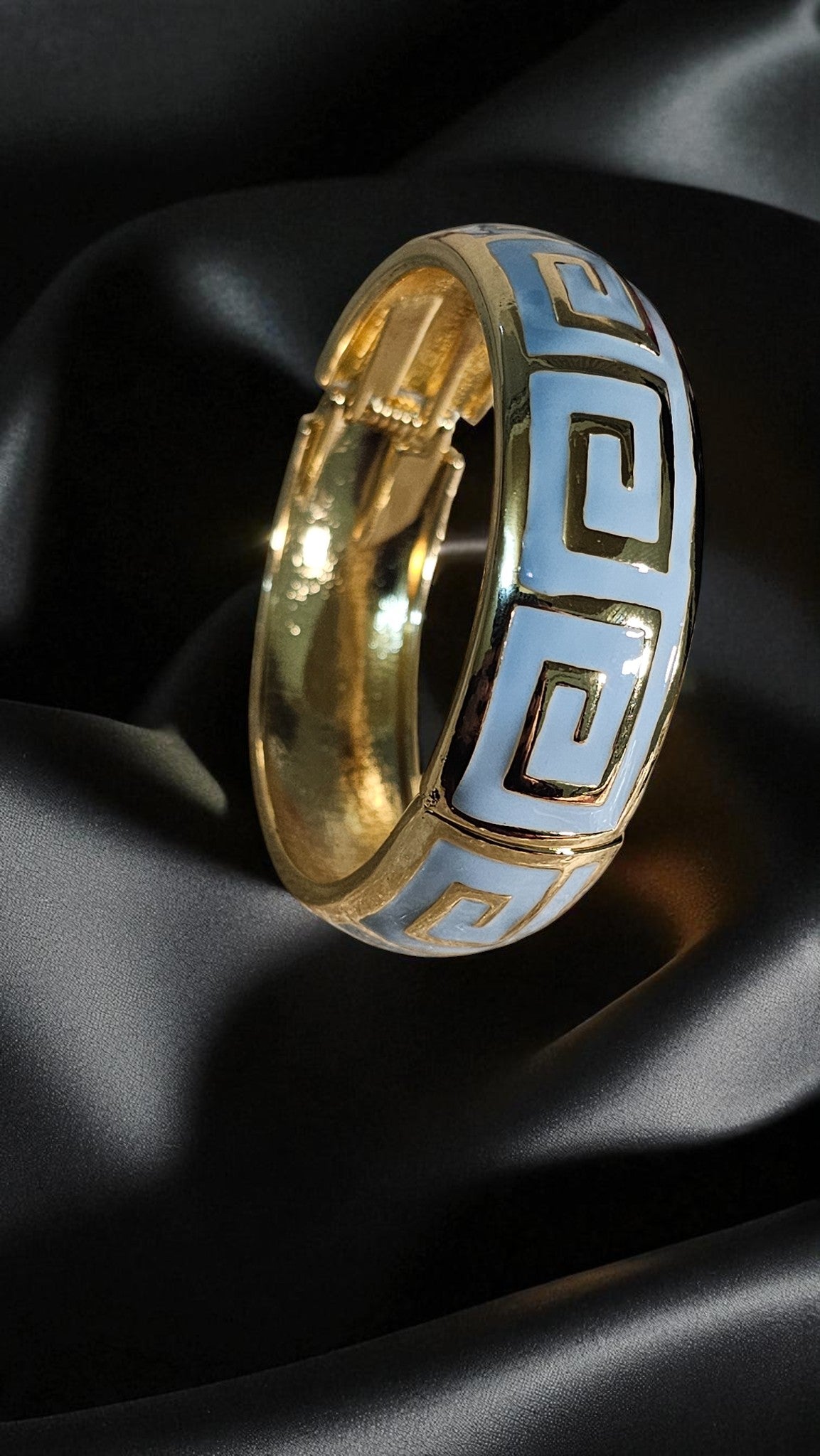 Azure Greek Key Enamel Bangle