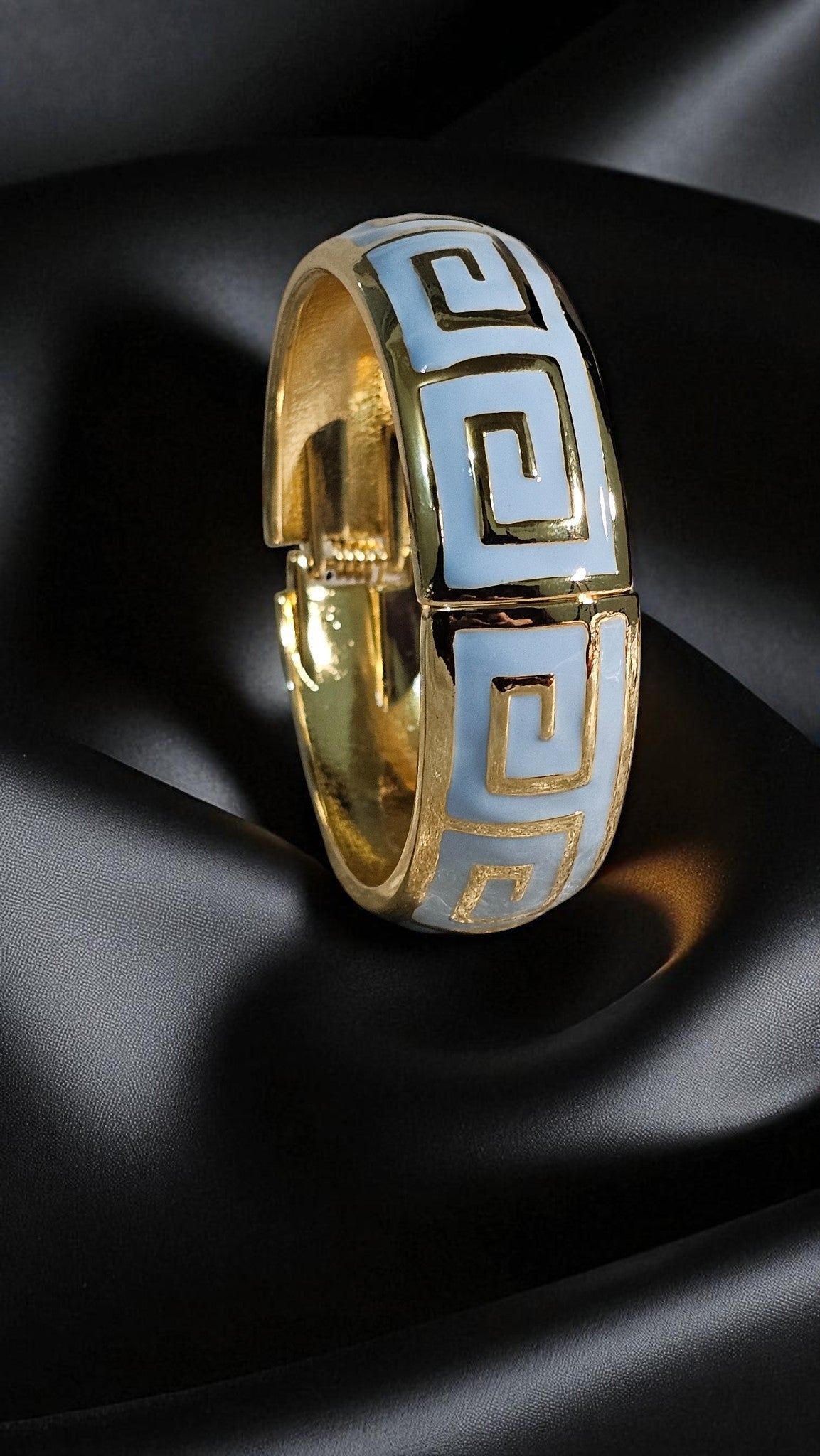 Azure Greek Key Enamel Bangle