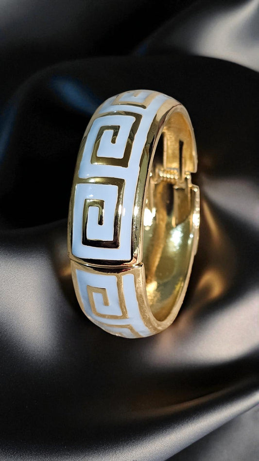 Azure Greek Key Enamel Bangle