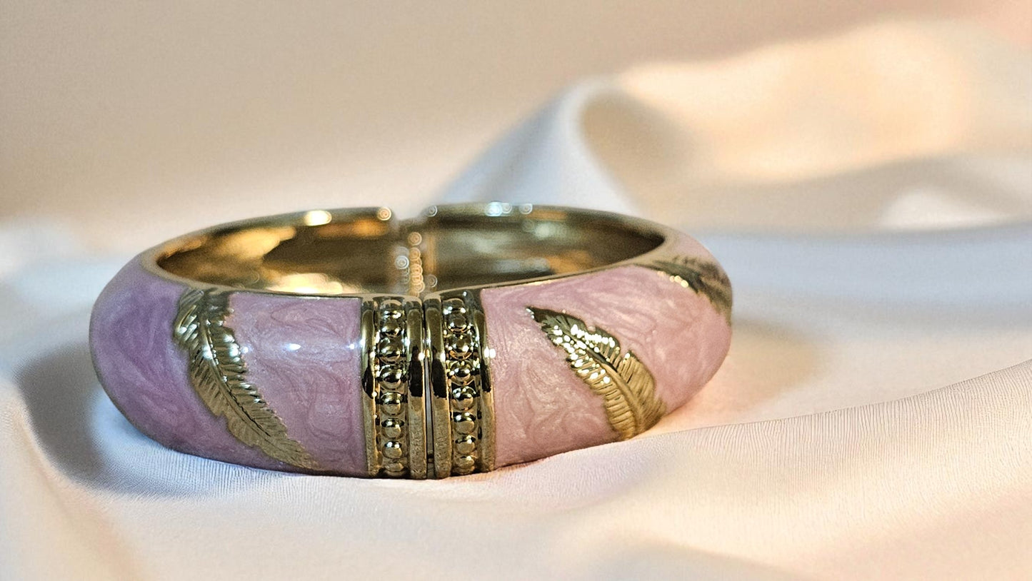 Blush Feather Enamel Bangle