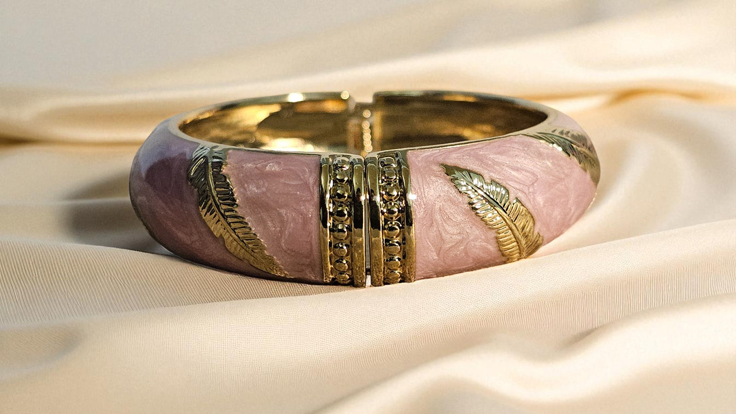 Blush Feather Enamel Bangle