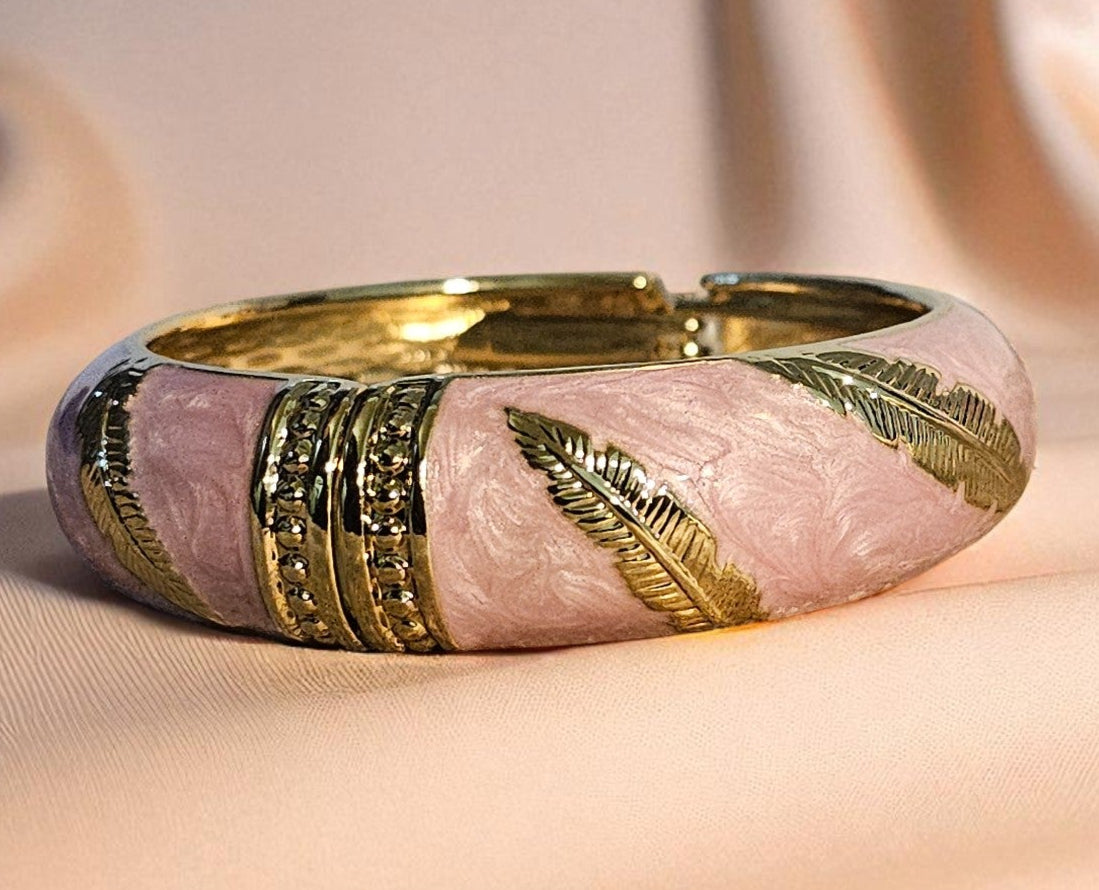 Blush Feather Enamel Bangle