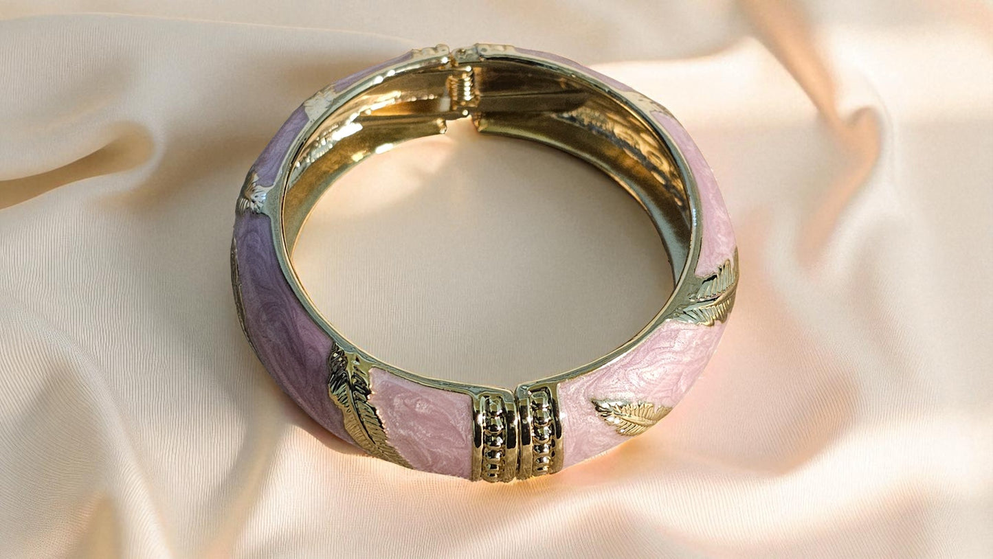 Blush Feather Enamel Bangle