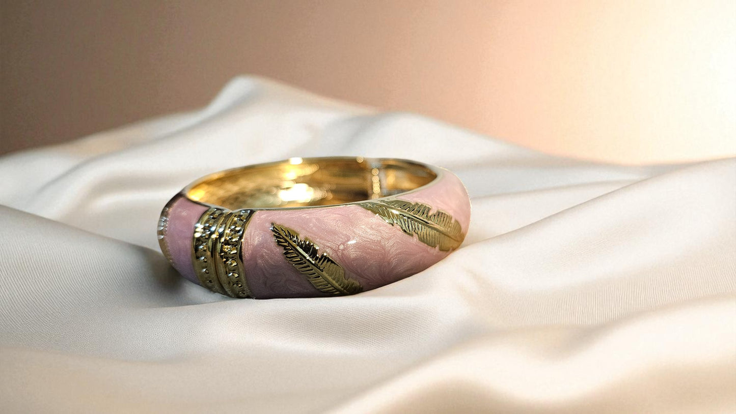 Blush Feather Enamel Bangle