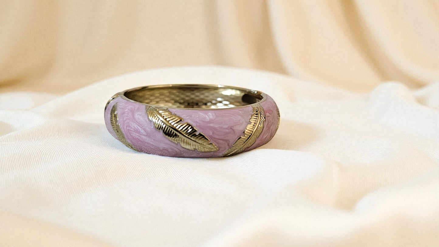 Blush Feather Enamel Bangle