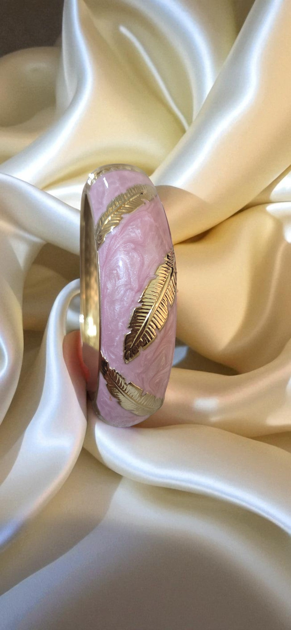 Blush Feather Enamel Bangle