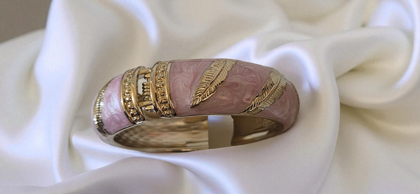 Blush Feather Enamel Bangle