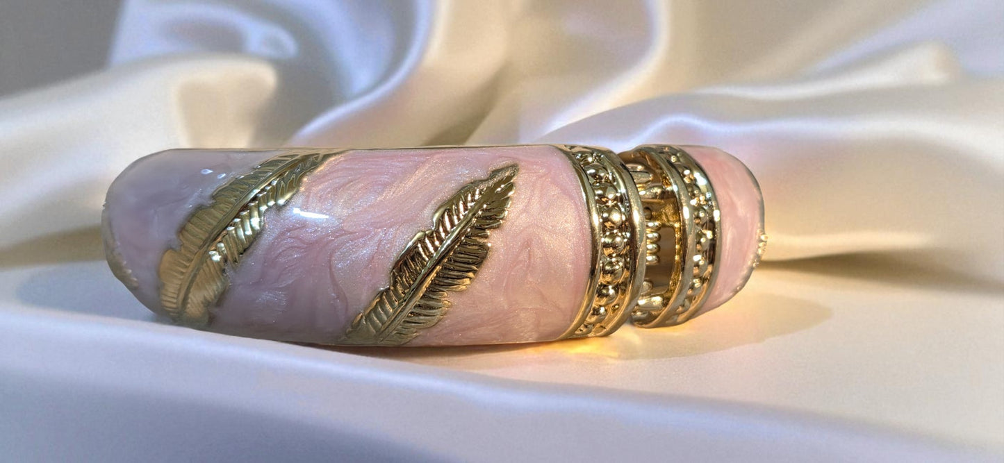 Blush Feather Enamel Bangle