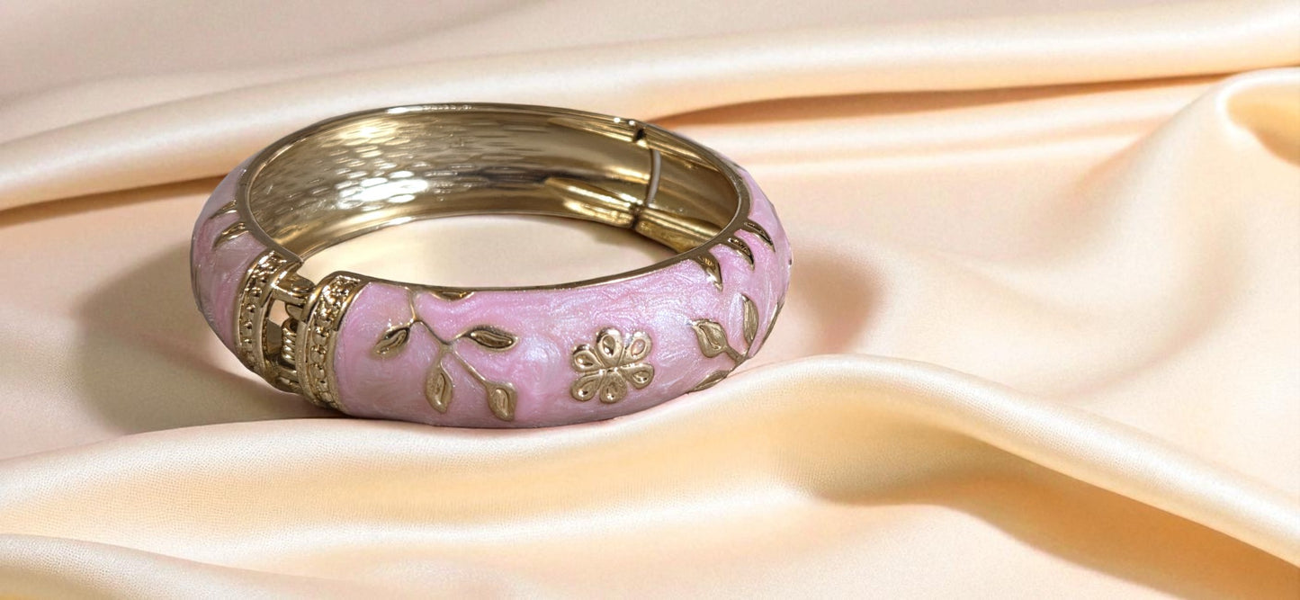 Rose Bloom Enamel Bangle