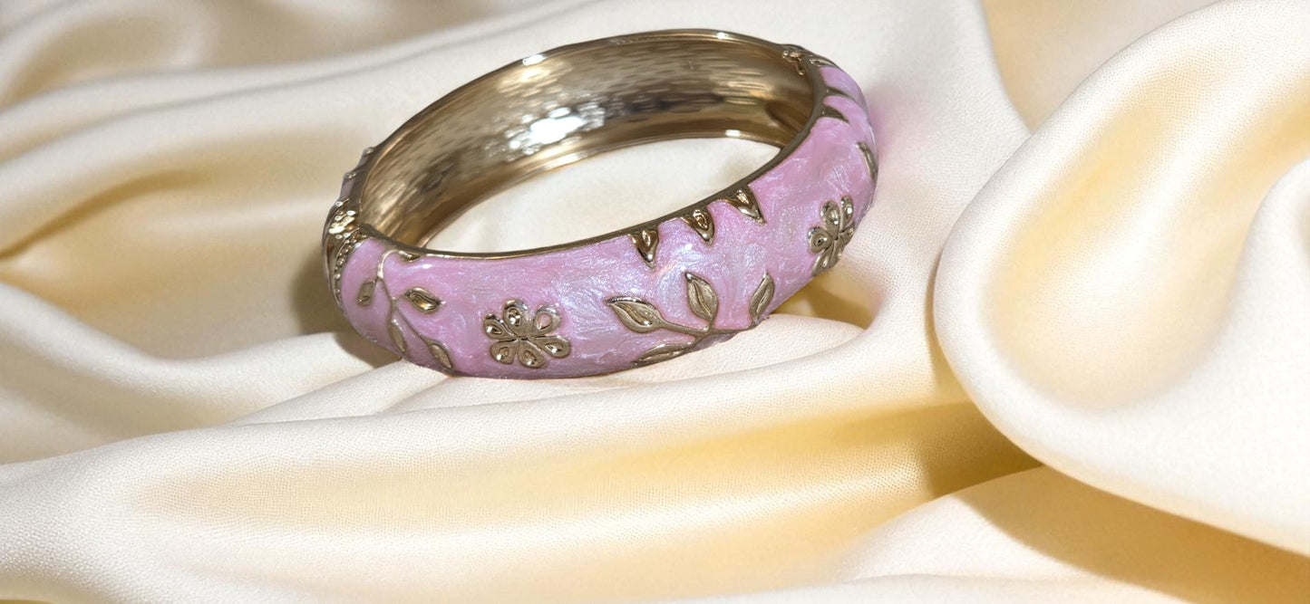 Rose Bloom Enamel Bangle