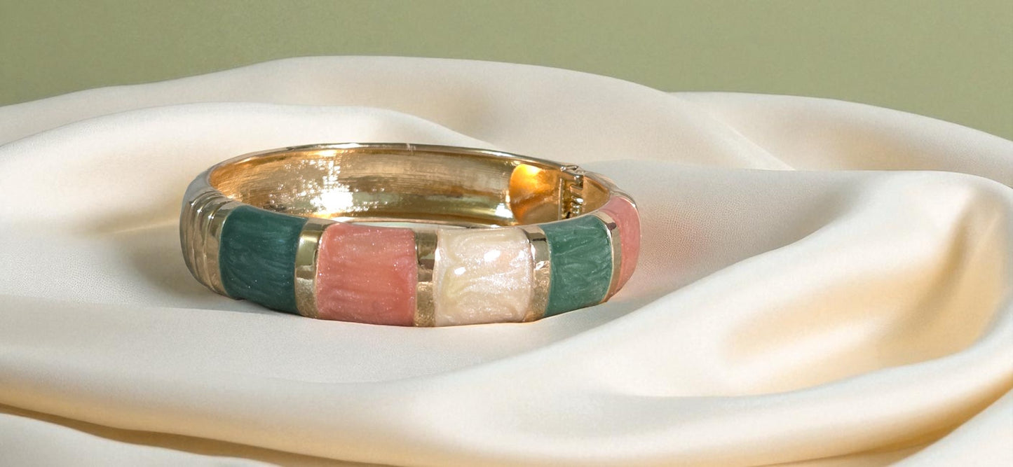 Tricolour Harmony Enamel Bangle