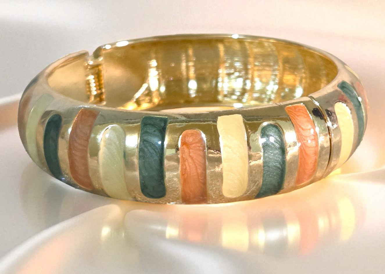 Terracotta Stripe Enamel Bangle