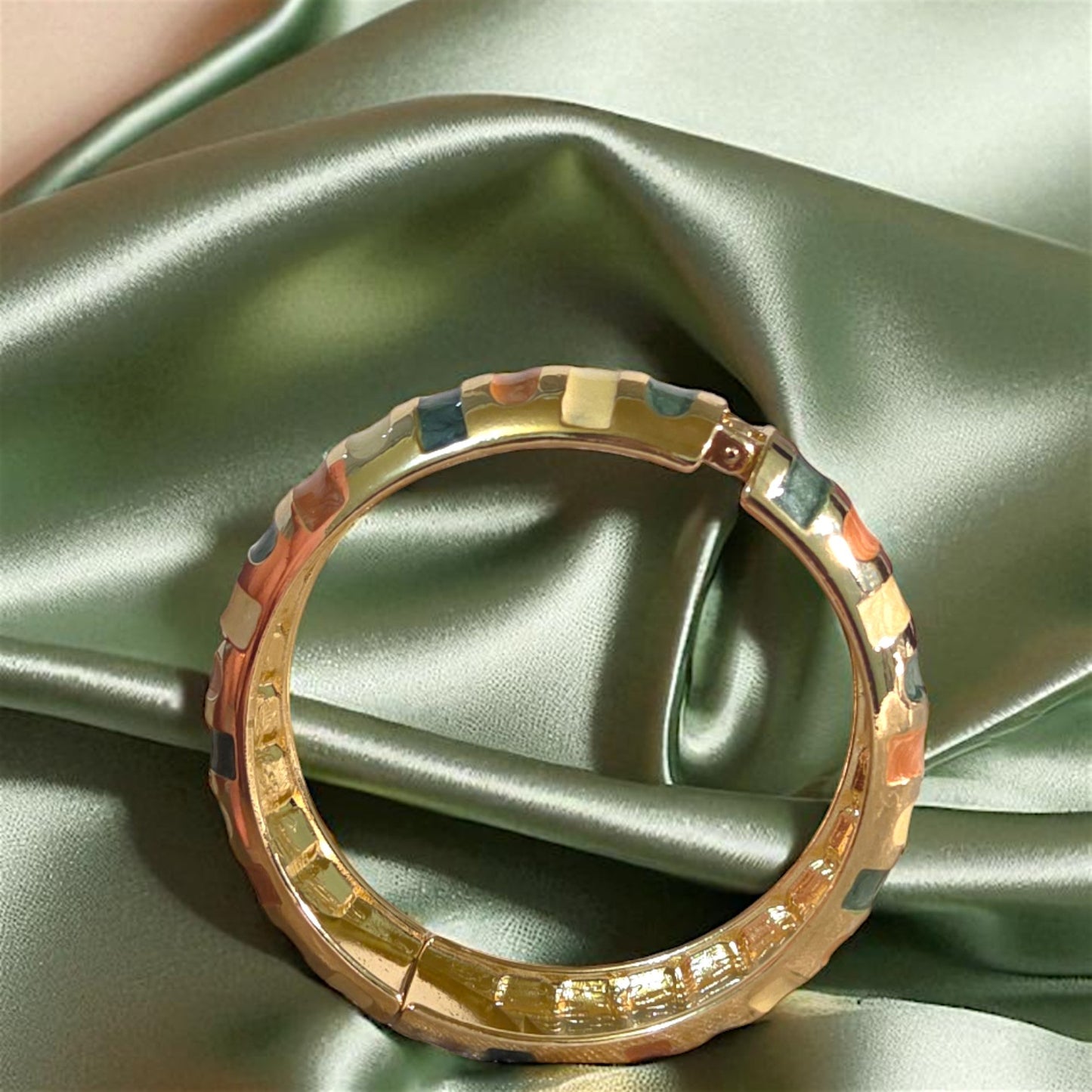 Terracotta Stripe Enamel Bangle
