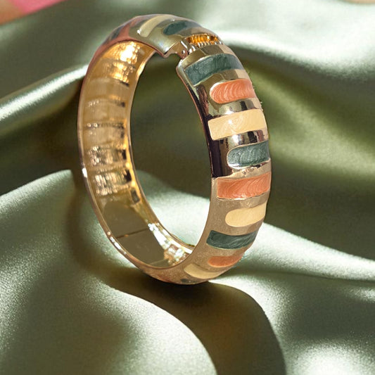 Terracotta Stripe Enamel Bangle