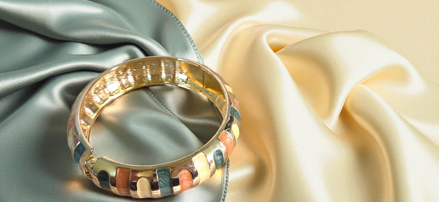 Terracotta Stripe Enamel Bangle