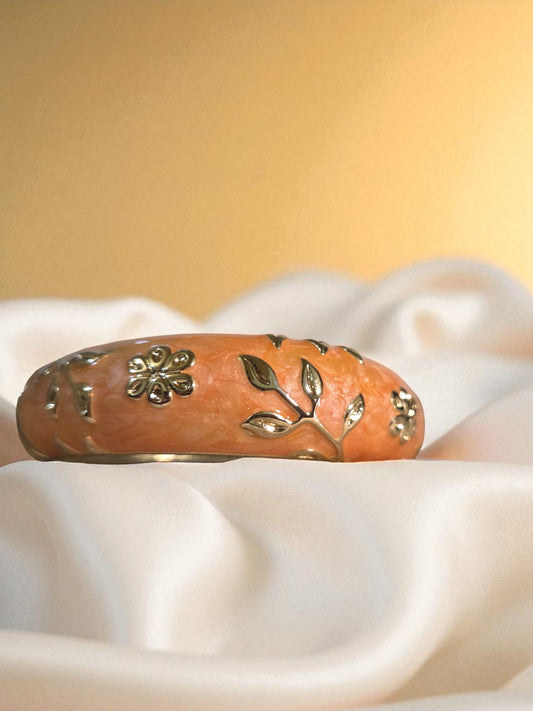 Golden Blossom Floral Bangle – Coral Orange Edition