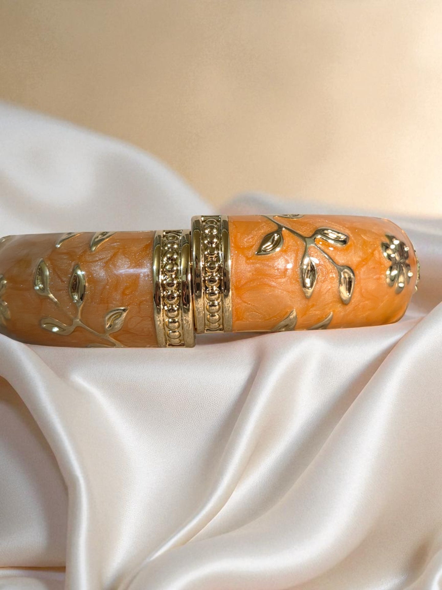 Golden Blossom Floral Bangle – Coral Orange Edition