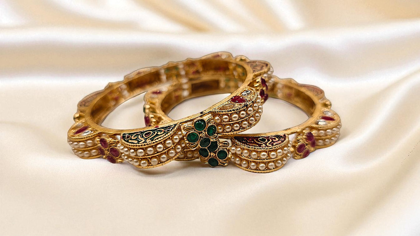 Royal Heritage Kundan Pearl Bangles
