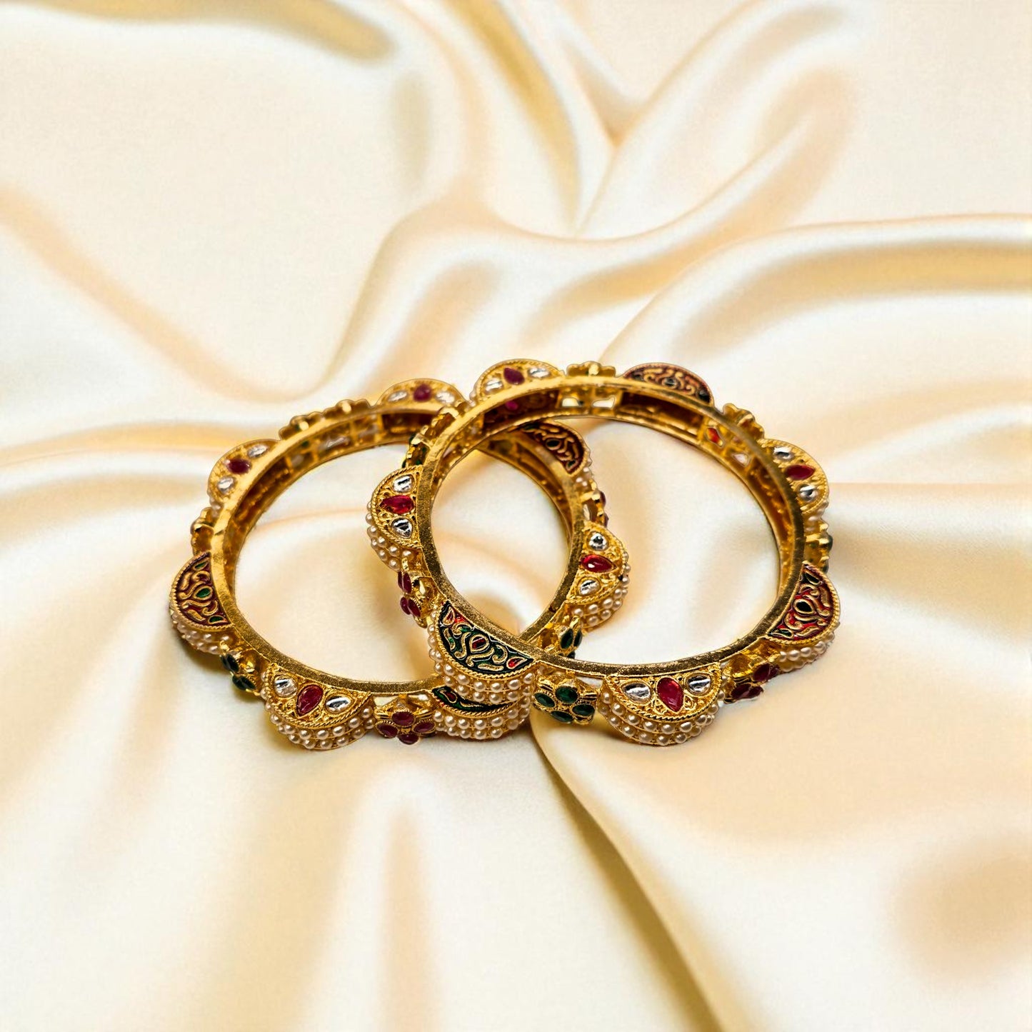 Royal Heritage Kundan Pearl Bangles