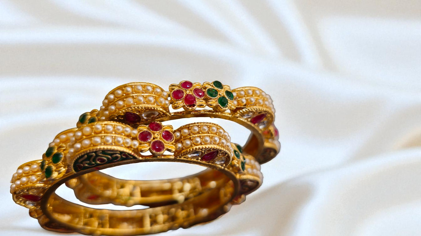 Royal Heritage Kundan Pearl Bangles