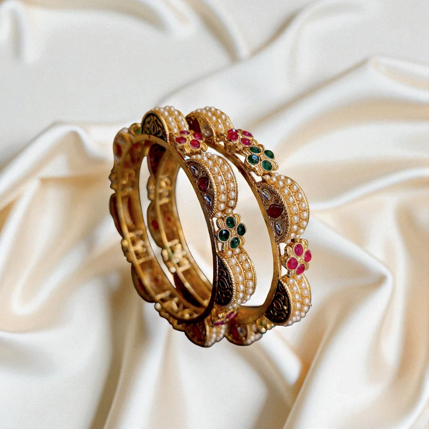 Royal Heritage Kundan Pearl Bangles